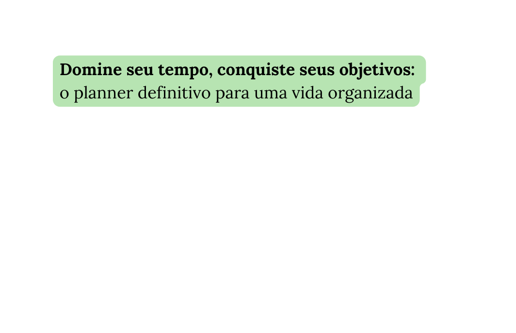 Domine seu tempo conquiste seus objetivos o planner definitivo para uma vida organizada